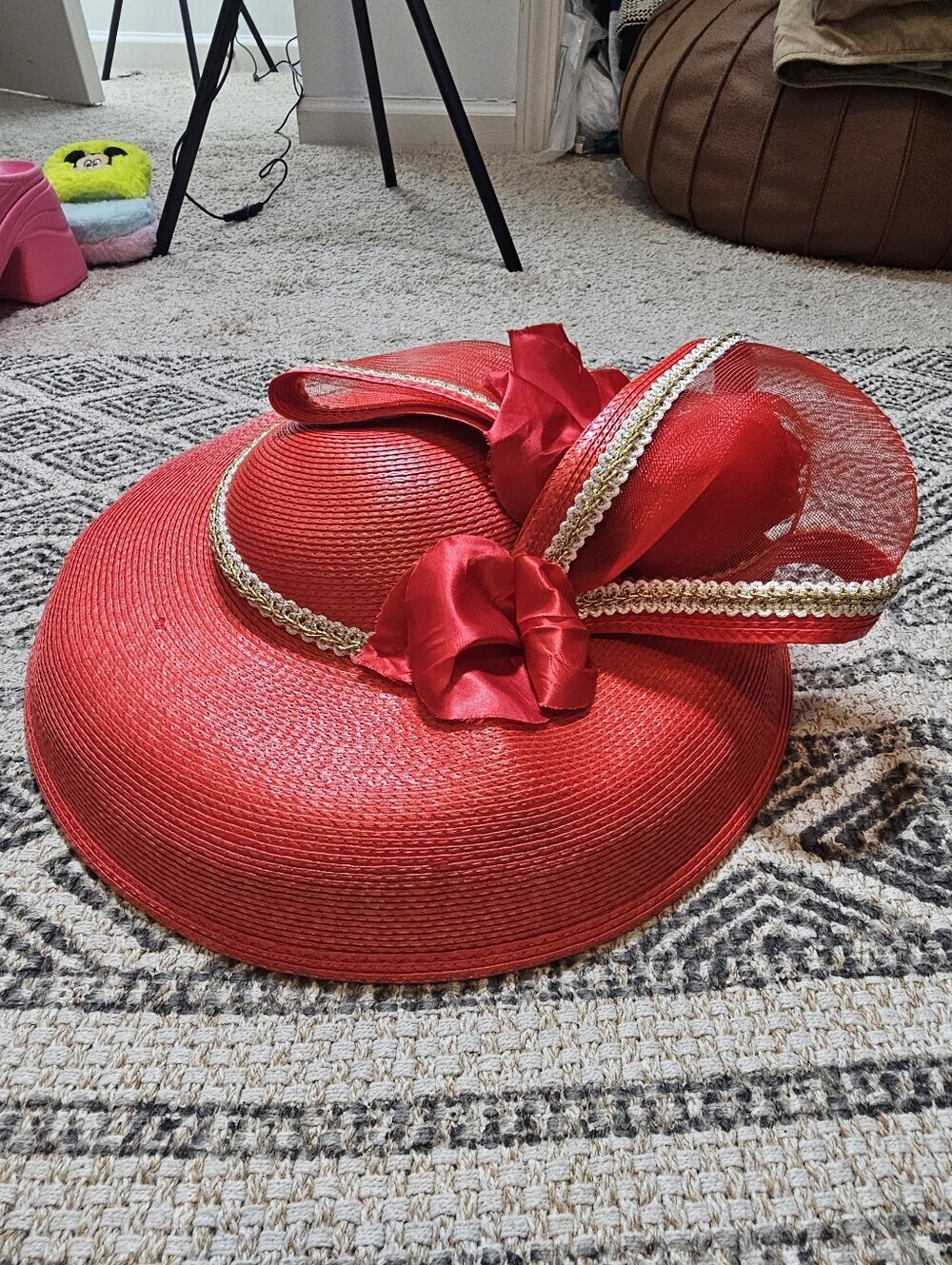 Deborah New York Church Derby Fascinator Hat Cap VTG Red